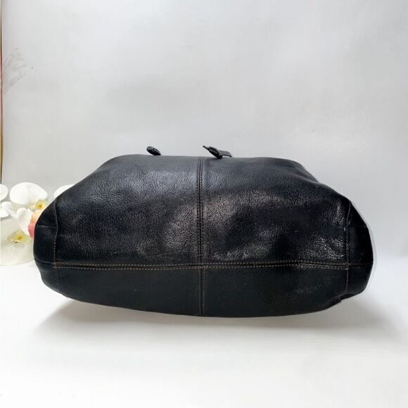 Beautiful! J. Jill Black Leather Drawstring Hobo Bag Large - Picture 7 of 12